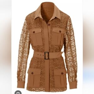 Boston Proper Lace Belted Utility Jacket